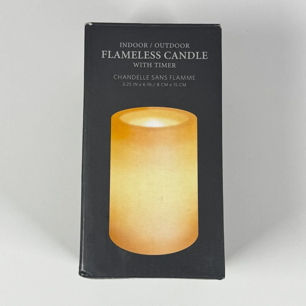 Restoration Hardware Flameless Candle Indoor Outdoor 24hr Timer 3.25x6 White Vtg